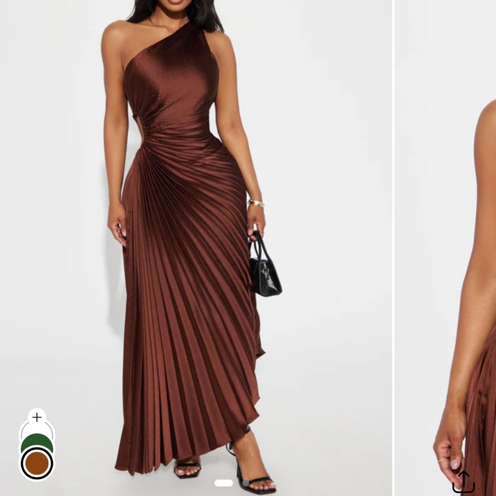 Fashion Nova One-Shoulder Chocolate Dress